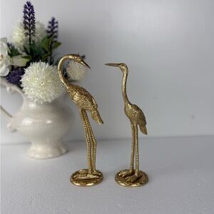 Gold Crane Bird Figurines Set of 2 – Vintage Style Home Decor